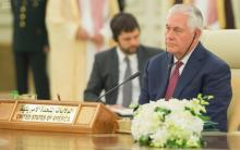 U.S. Secretary of State Rex Tillerson attends a meeting with Saudi Arabia's King Salman bin Abdulaziz Al Saud and Iraqi Prime Minister Haider al-Abadi in Riyadh, Saudi Arabia, October 22, 2017. PHOTO BY REUTERS/Saudi Press Agency