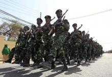 Somaliland troops march past during a parade to mark the 22nd anniversary of Somaliland's self-declared independence from the larger Somalia, in Hargeisa
