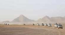 Troops and vehicles from the national army in Kufra, are seen taking part in a "Operation Dignity" mission, at the Libyan-Egyptian border, near Kufra