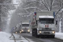 Russian humanitarian trucks are seen in Donetsk, eastern Ukraine, November 30, 2014. PHOTO BY REUTERS/Antonio Bronic