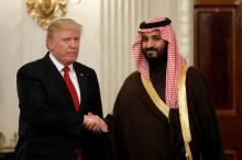 U.S. President Donald Trump and Saudi Deputy Crown Prince and Minister of Defense Mohammed bin Salman meet at the White House in Washington, U.S., March 14, 2017. PHOTO BY REUTERS/Kevin Lamarque