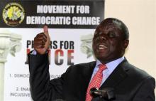 Zimbabwe opposition party Movement For Democratic Change (MDC) leader Morgan Tsvangirai addresses a news conference in Harare