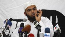 Saif Eddine Erais, the spokesman for Tunisia's hardline Salafist group Ansar al-Sharia, speaks during a news conference at the Errahma mosque in Tunis