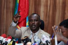 Zinabu Tunu, Spokesperson and Communication Affair Director of Attorney General of Ethiopia, takes questions from journalists during a news conference on the case of human right violations in Ethiopia's Somali Regional State, in Addis Ababa, on January 25, 2019. PHOTO BY REUTERS/Tiksa Negeri