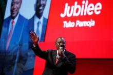 Kenya's President Uhuru Kenyatta delivers his speech during an event unveiling the Jubilee Party's manifesto in Nairobi, Kenya, June 26, 2017. PHOTO BY REUTERS/Baz Ratner