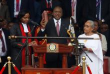 Kenya's President Uhuru Kenyatta takes oath of office during inauguration ceremony at Kasarani Stadium in Nairobi, Kenya, November 28, 2017. PHOTO BY REUTERS/Thomas Mukoya