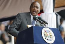 Kenya's President Uhuru Kenyatta addresses the country during the Mashujaa Day (Hero's Day) celebrations at the Nyayo National Stadium in Nairobi, October 20, 2014. PHOTO BY REUTERS/Thomas Mukoya