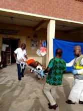 A victim of the bomb blast in Damboa is taken on a stretcher into the accident and emergency ward at the specialist hospital in Maiduguri, Nigeria, June 17, 2018. PHOTO BY REUTERS/Liman Kingimi