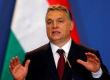 Hungarian Prime Minister Viktor Orban speaks during a news conference following the talks with Russian President Vladimir Putin in Budapest, Hungary, February 2, 2017. PHOTO BY REUTERS/Laszlo Balogh