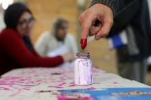 A voter's finger is marked with ink at a polling station during the second day of the presidential election in Alexandria, Egypt, March 27, 2018. PHOTO BY REUTERS/Mohamed Abd El Ghany