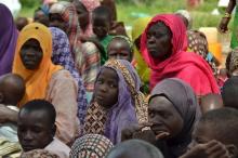 Women who were rescued after being held captive by Boko Haram, sit as they wait for medical treatment at an internal displaced person's camp near Mubi, northeast Nigeria, October 29, 2015. PHOTO BY REUTERS/Stringer