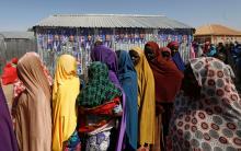 Women queue for relief at the Teachers' Village IDP camp in Maiduguri, Nigeria, January 16, 2019. PHOTO BY REUTERS/Afolabi Sotunde