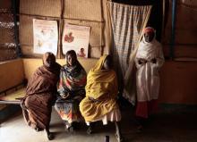 Displaced Sudanese women wait to consult a doctor at the maternity department of an International Commitee of the Red Cross clinic in Abu Shouk IDP camp in Al Fasher, northern Darfur, March 16, 2009. PHOTO BY REUTERS/Zohra Bensemra