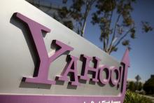 The Yahoo logo is shown at the company's headquarters in Sunnyvale, California