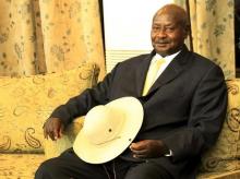 Uganda's President Yoweri Museveni smiles at Khartoum Airport during an official visit to Sudan, September 15, 2015. PHOTO BY REUTERS/Mohamed Nureldin Abdallah