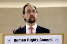 United Nations High Commissioner for Human Rights Zeid Ra'ad Al Hussein addresses the 28th Session of the Human Rights Council at the United Nations in Geneva, March 2, 2015. PHOTO BY REUTERS/Denis Balibouse