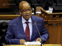 South African President Jacob Zuma delivers his State of the Nation address at Parliament in Cape Town, June 17, 2014. PHOTO BY REUTERS/Sumaya Hisham