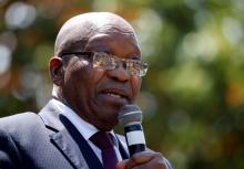 Former South African President Jacob Zuma speaks to supporters after appearing in the High Court where he faces charges that include fraud, corruption and racketeering, in Pietermaritzburg, South Africa, October 15, 2019. PHOTO BY REUTERS/Rogan Ward