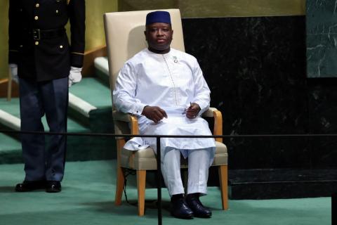Sierra Leone's President Julius Maada Bio sits during the 73rd session of the United Nations General Assembly in New York, U.S., September 27, 2018. PHOTO BY REUTERS/Carlo Allegri