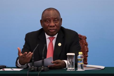 South African President Cyril Ramaphosa speaks during the during 2018 Beijing Summit Of The Forum On China-Africa Cooperation - Joint Press Conference at the Great Hall of the People at The Great Hall Of The People on September 4, 2018 in Beijing, China. PHOTO BY REUTERS/Lintao Zhang