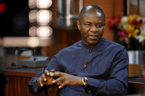Nigerian Oil Minister Emmanuel Ibe Kachiwku speaks during an interview with Reuters in Abuja, Nigeria, February 12, 2016. PHOTO BY REUTERS/Afolabi Sotunde