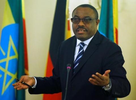 Ethiopian Prime Minister Hailemariam Desalegn gestures during a news conference in Addis Ababa, Ethiopia, October 11, 2016. PHOTO BY REUTERS/Tiksa Negeri