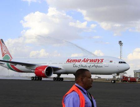 Kenya Airways newly acquired Boeing 777-300ER aircraft, with a sitting capacity of 400 passengers, arrives at the Jomo Kenyatta International Airport in Nairobi, October 25, 2013. PHOTO BY REUTERS/Noor Khamis