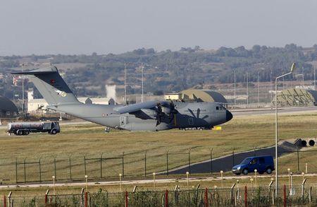 A Turkish Air Force A400M tactical transport aircraft is parked at Incirlik airbase in the southern city of Adana, Turkey, July 24, 2015. PHOTO BY REUTERS/Murad Sezer