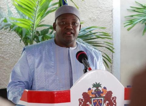 Gambia's President Adama Barrow speaks during a news conference in his residence in Banjul, Gambia, January 28, 2017. PHOTO BY REUTERS/Thierry Gouegnon