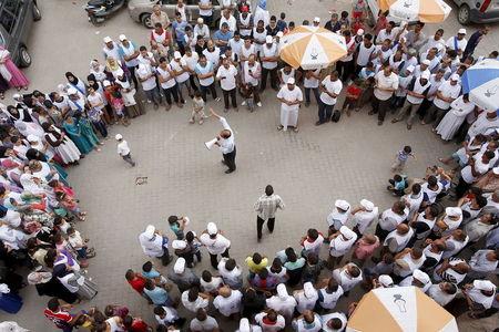Moroccan lawmaker Ahmed Sakdi speaks to voters in the town of Tinghir, in southeastern Morocco, August 31, 2015. PHOTO BY REUTERS/Youssef Boudlal