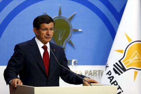 Turkey's Prime Minister Ahmet Davutoglu speaks during a news conference in Ankara, Turkey, July 14, 2015. PHOTO BY REUTERS/Umit Bektas