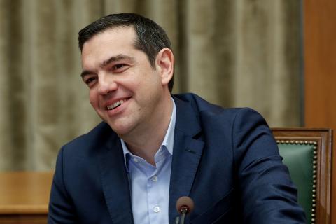 Greek Prime Minister Alexis Tsipras attends a cabinet meeting at the parliament in Athens, Greece, April 3, 2018. PHOTO BY REUTERS/Costas Baltas