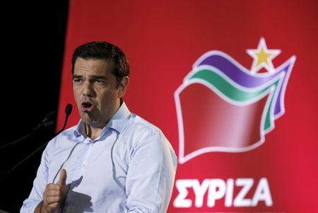 Former Greek Prime Minister and leader of leftist Syriza party Alexis Tsipras delivers a speech during a pre-election rally in the western suburb of Egaleo, in Athens, Greece, September 3, 2015. PHOTO BY REUTERS/Alkis Konstantinidis