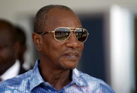 Guinea's president Alpha Conde attends the inauguration ceremony of the passenger harbor of Sandervalia in Conakry, October 8, 2015. PHOTO BY REUTERS/Luc Gnago