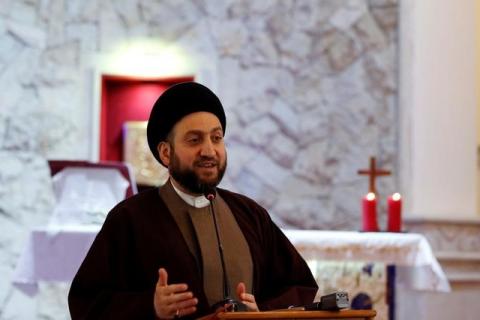 Ammar al-Hakim, leader of the Islamic Supreme Council of Iraq (ISCI), speaks during a mass on Christmas at Mar George Chaldean Church in Baghdad, December 25, 2016. PHOTO BY REUTERS/Ahmed Saad