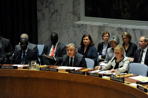 UN Secretary General Antonio Guterres delivers remarks during the Security Council meeting at the United Nations in New York City, U.S., January 10, 2017. PHOTO BY REUTERS/Stephanie Keith