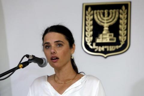 Ayelet Shaked, Israel's new Justice Minister of the far-right Jewish Home party, speaks during a ceremony at the Justice Ministry in Jerusalem, May 17, 2015. PHOTO BY REUTERS/Gali Tibbon