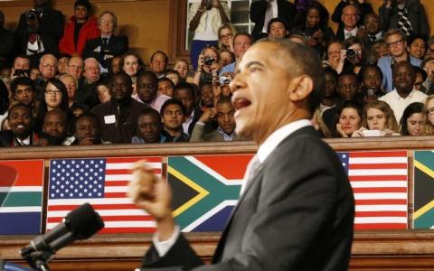 U.S. President Barack Obama delivers remarks at the University of Cape Town, June 30, 2013. PHOTO BY REUTERS/Jason Reed