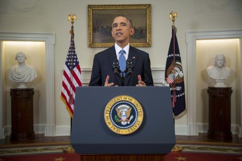 U.S. President Barack Obama announces a shift in policy toward Cuba while delivering an address to the nation from the Cabinet Room of the White House in Washington, December 17, 2014. PHOTO BY REUTERS/Doug Mills