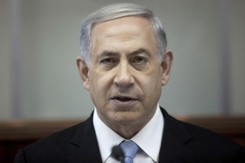 Israel's Prime Minister Benjamin Netanyahu attends the weekly cabinet meeting at his office in Jerusalem, January 18, 2015. PHOTO BY REUTERS/Abir Sultan