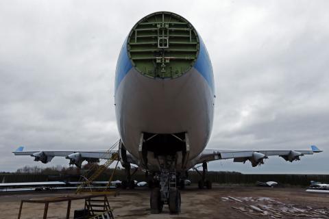 A Boeing 747 set to be dismantled is seen in the recycling yard of Air Salvage International (ASI) in Kemble, central England