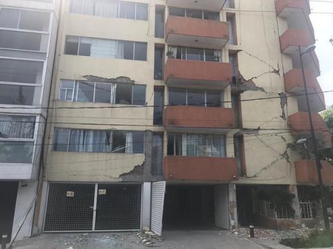 A damaged building is pictured after an earthquake in Mexico City, Mexico, in this September 19, 2017 image from social media. PHOTO BY REUTERS/trovatten.com/Social Media