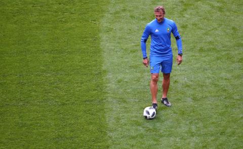 Morocco coach Herve Renard during training. PHOTO BY REUTERS/Michael Dalder