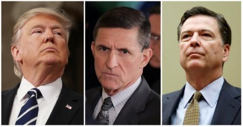 A combination photo shows U.S. President Donald Trump (L), on February 28, 2017, White House National Security Advisor Michael Flynn (C), February 13, 2017 and James Comey in Washington U.S. on July 7, 2016. PHOTO BY REUTERS/Jim Lo Scalzo