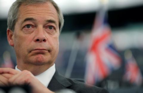 Nigel Farage attends a debate on the guidelines on the framework of future EU-UK relations at the European Parliament in Strasbourg, France, March 13, 2018. PHOTO BY REUTERS/Vincent Kessler