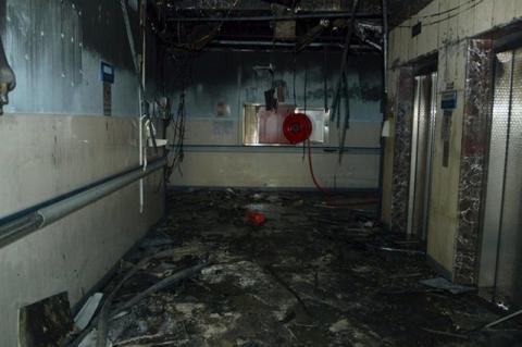 Damage is seen at Jazan General Hospital following a pre-dawn fire in the port city of Jazan, Saudi Arabia, December 24, 2015. PHOTO BY REUTERS/Saudi Civil Defense