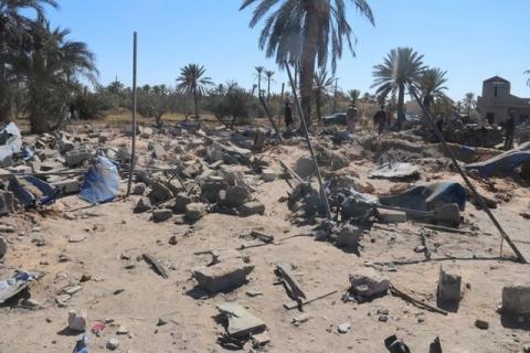 A view shows damage at the scene after an airstrike by U.S. warplanes against Islamic State in Sabratha, Libya, February 19, 2016. PHOTO BY REUTERS/Sabratha municipality media office