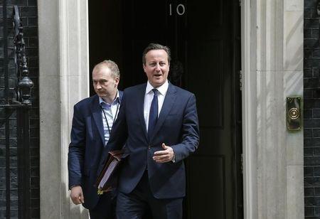 Britain's Prime Minister David Cameron leaves Number 10 Downing Street in London, Britain, July 8, 2015. PHOTO BY REUTERS/Peter Nicholls
