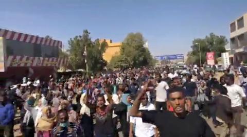 People participate in an anti-government protest in Omdurman, Sudan January 9, 2018 in this still image taken from social media video. PHOTO BY REUTERS/Haitham Seo