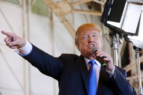 Republican presidential candidate Donald Trump speaks at a campaign rally in Mesa, Arizona, December 16, 2015. PHOTO BY REUTERS/Nancy Wiechec 